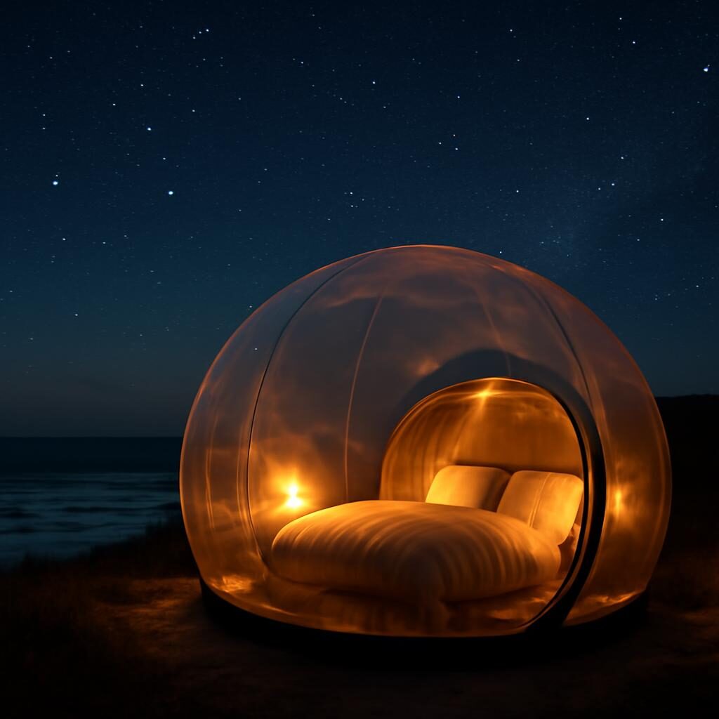 Bulle transparente de glamping la nuit sous les etoiles cote atlantique