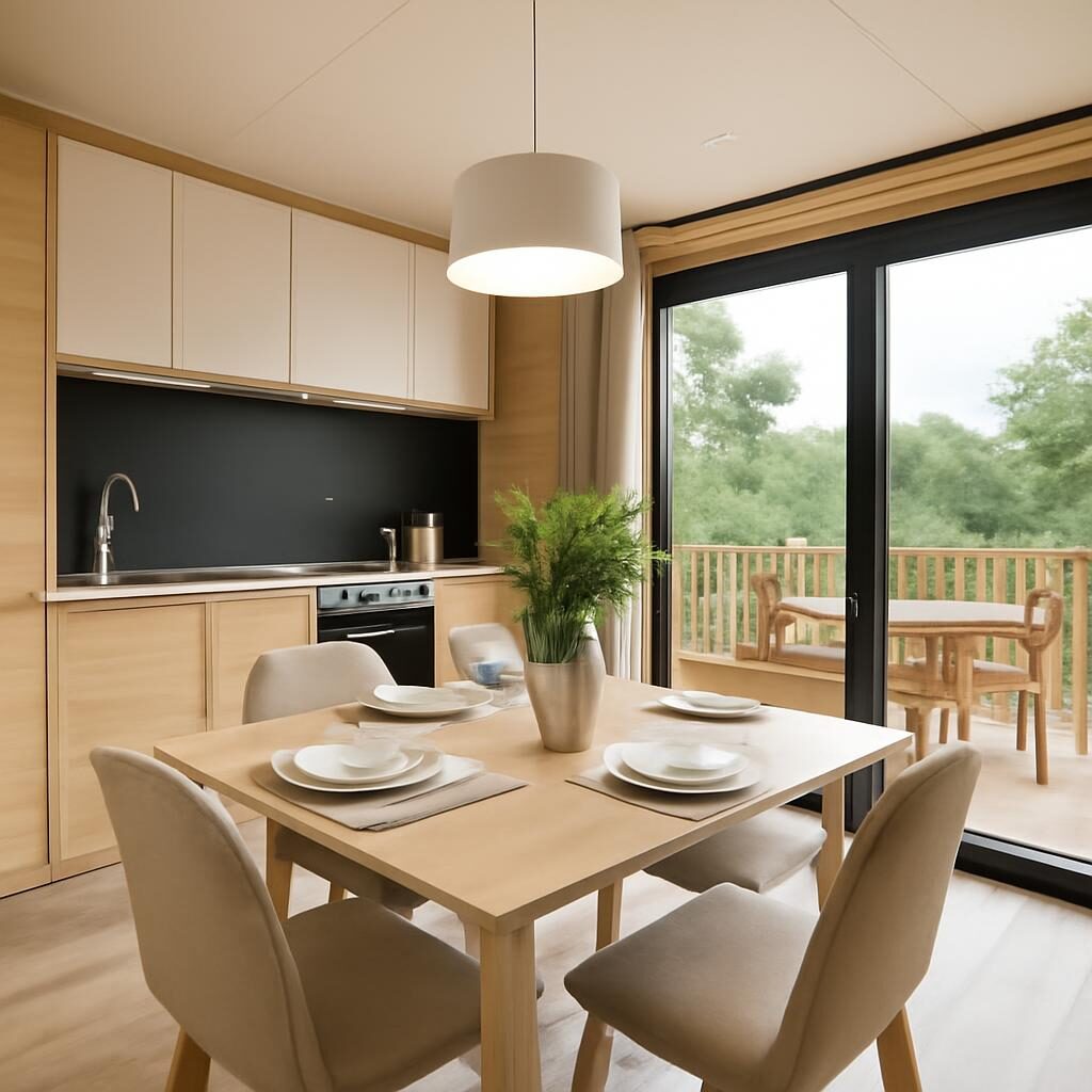 Mobil-home premium camping 5 etoiles interieur moderne terrasse