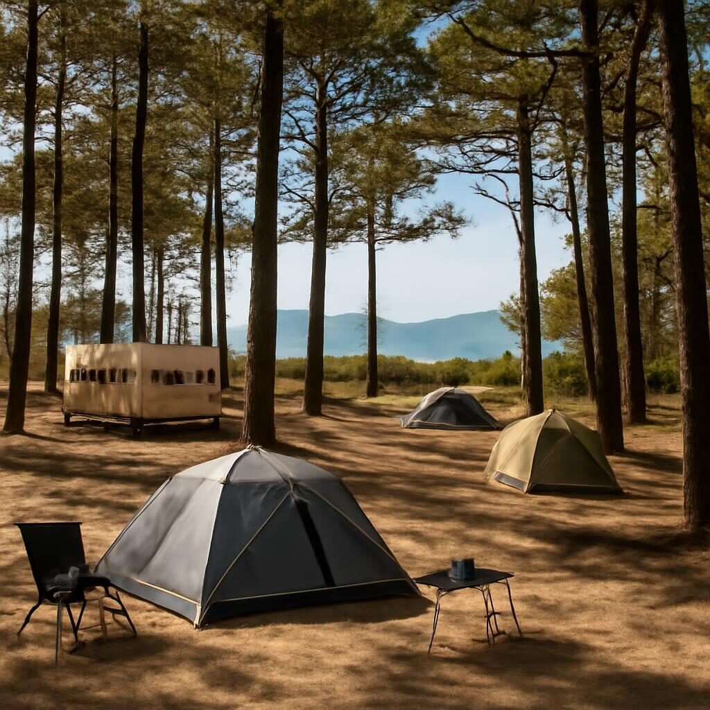 Camping ombrage sous les pins maritimes dans les Landes Nouvelle-Aquitaine