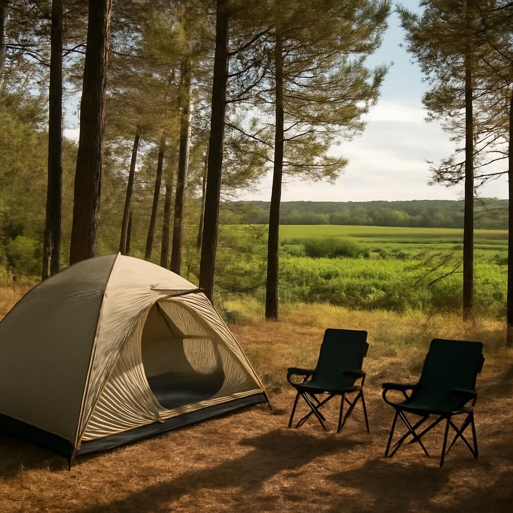 Camping en foret de pins dans le parc naturel du Medoc Gironde