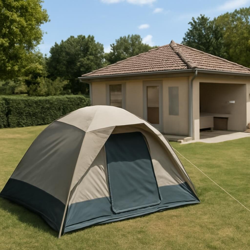 Tente familiale sur emplacement camping municipal en France bord de mer