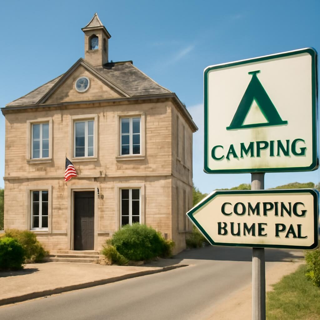 Panneau camping municipal village côtier Bretagne France