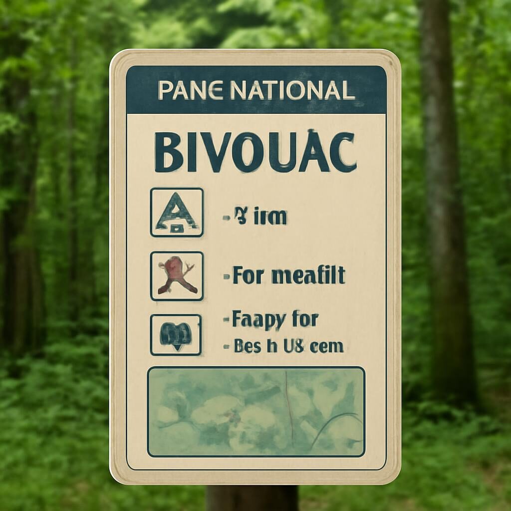 Panneau d information bivouac dans parc naturel français